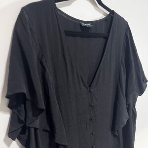 City Chic Flutter Sleeve Button Down Blouse Sz XXL / 24